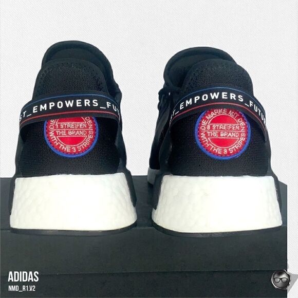 ADIDAS ORIGINALS NMD_R1.V2 SNEAKERS IN LOGO PATCH BLACK SCARLET BLUE MEN’S 8.5 main image 4